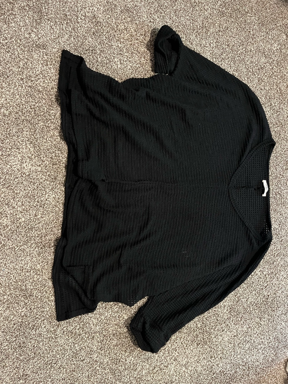 Zenana Outfitters Black Waffle Knit Top